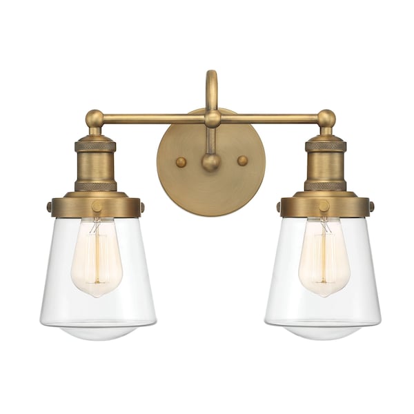 Designers Fountain Taylor 15.25in 2-Light Old Satin Bronze Industrial Indoor Wall Sconce with Clear Glass Shades 69502-OSB - main